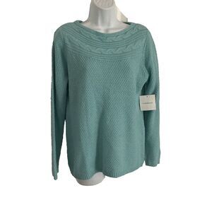 Croft & Barrow Womens Tunic Sweater Size M Ribbed Knit Aqua Haze Long Sleeve NWT